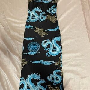 Black and Blue Dragon Print Dress